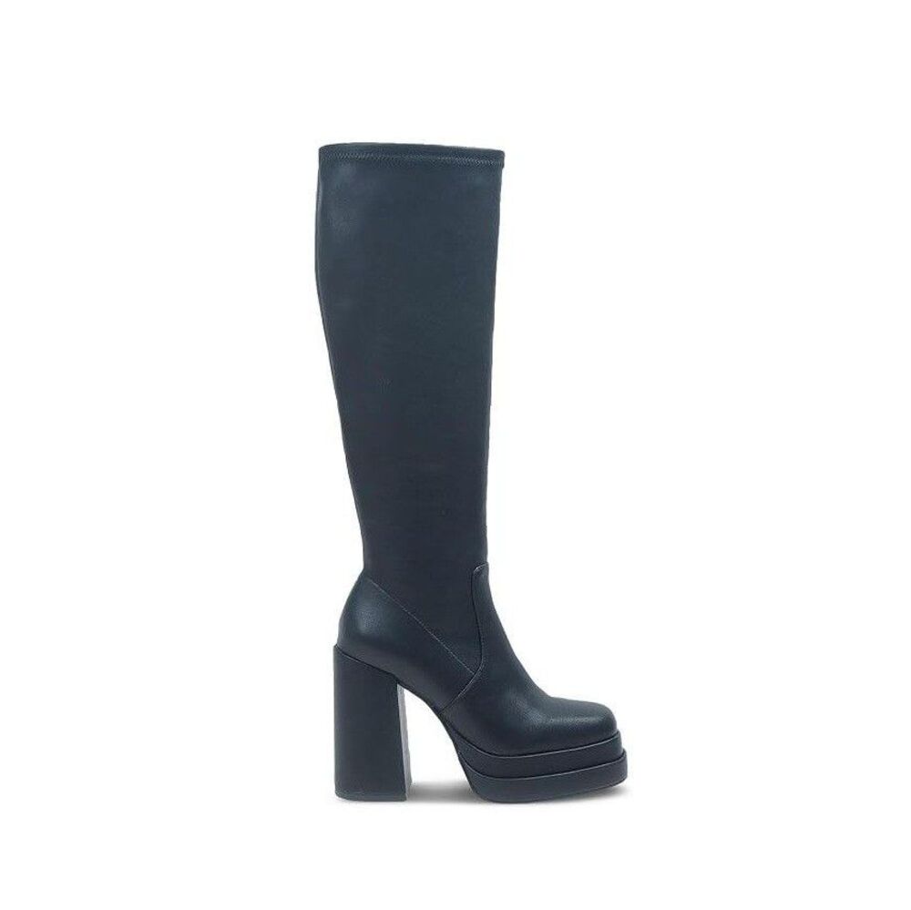 Wild Pair Womens 8.5 M Black Smooth Olyvia Platform Gogo Boots DISPLAY QR6